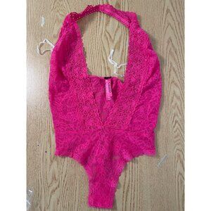 New Women’s Victoria’s Secret The Lacie 1pc Lacey Halter Lingerie Mulberry Xs/Sm